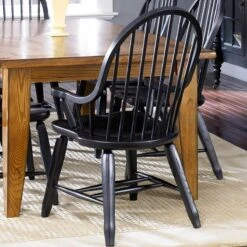 Treasures Bow Back Arm Chair (Black) (Set Of 2)