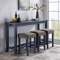 Caerleon 4-Piece Counter Height Dining Set (Antique Blue)