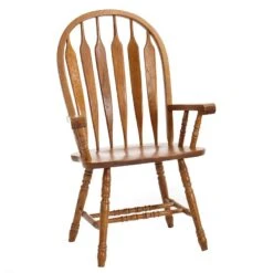 Classic Oak Detailed Arm Chair (Chestnut) (Set Of 2)