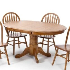 Classic Oak Laminate Round Dining Table (Chestnut)