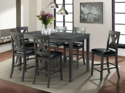 Alex 7-Piece Counter Height Dining Room Set (Grey)