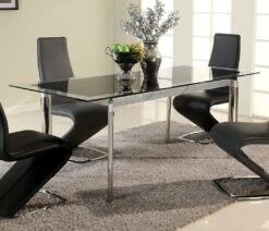 Tara Dining Table W/ Black Glass Top